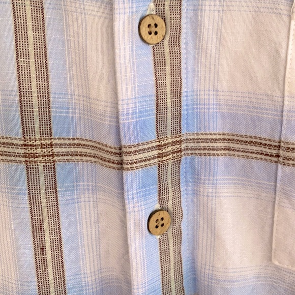 Islander Men Linen (65%) Collared Hawaiian Style Large Check Shirt - Picture 4 of 4